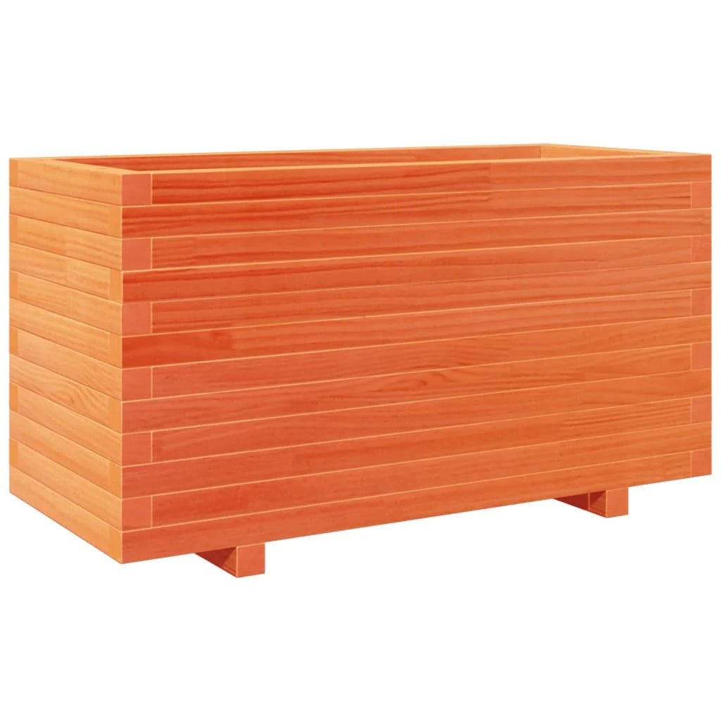 Fioriera rialzata per piante fiori terrazza giardino finitura a cera 90 x 40 x 49,5 cm legno di pino massiccio marrone 02_0038512