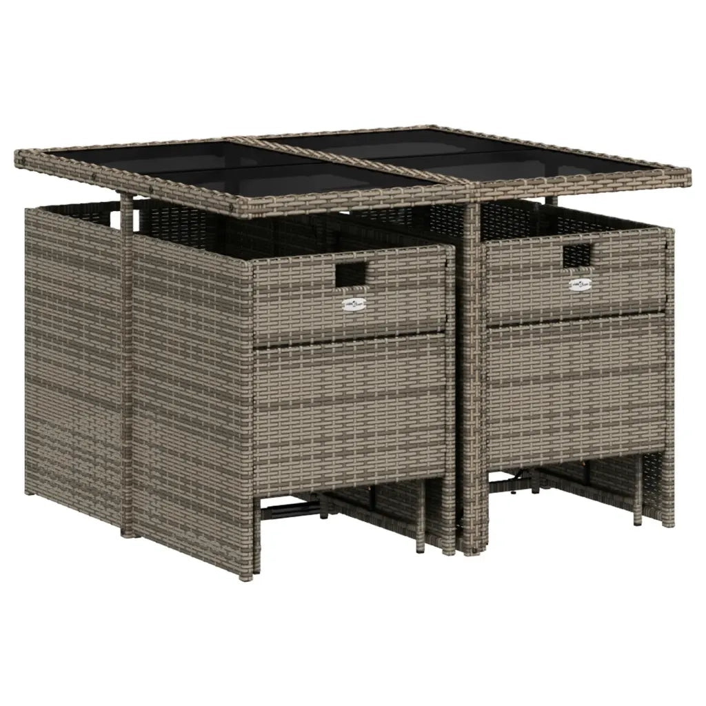 Set da pranzo da giardino da 9 pz con Cuscini in Polyrattan Grigio 3277728