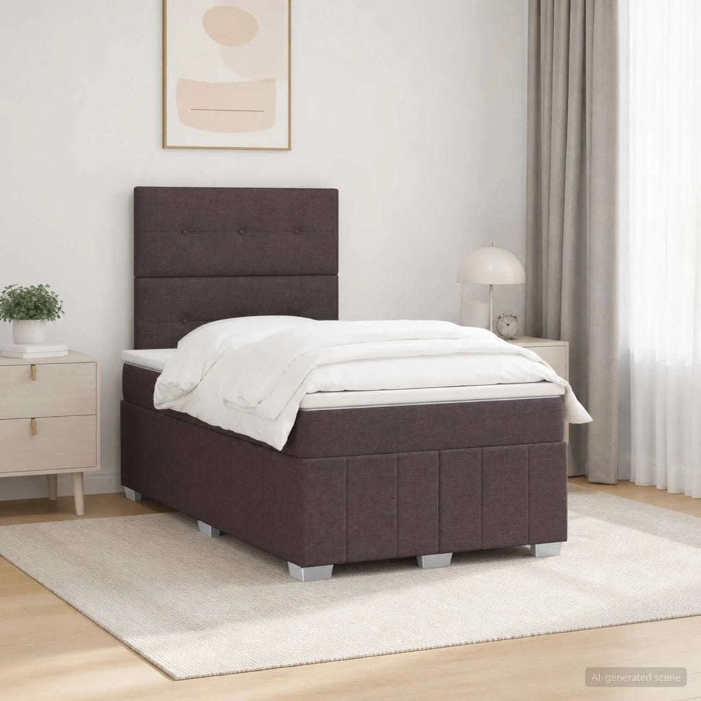 Letto Box Spring LED con Materasso Marrone Scuro 120 x 190 cm 3455559