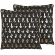 Set di 2 cuscini decorativi con alberi di Natale 45 x 45 cm nero