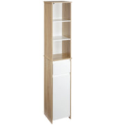 Mobiletto Bagno Salvaspazio a Colonna con Ripiani, Armadietto e Cassetto ¨C Minimal ¨C Bianco, Legno, 32.6x30x171.2cm