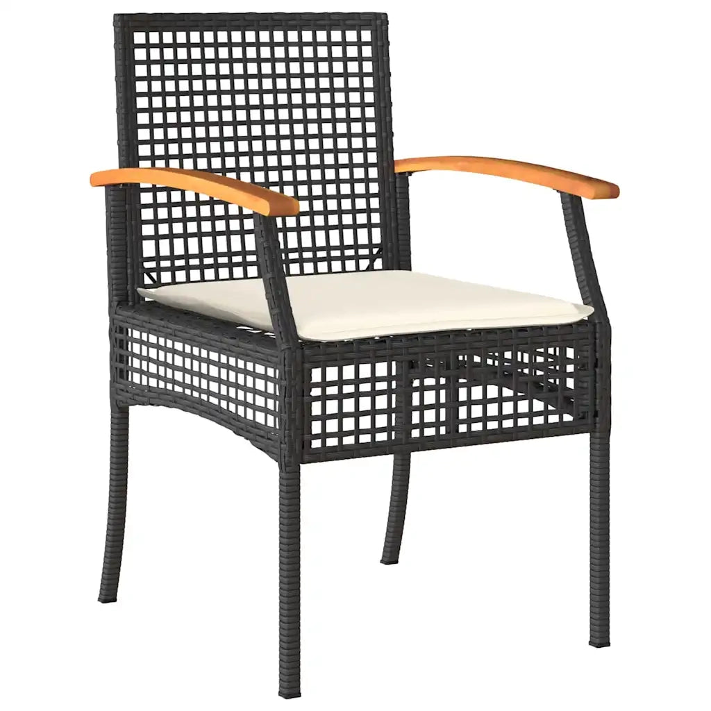 Set da Pranzo per Giardino con cuscino 7 pcs Nero Rattan 3380818