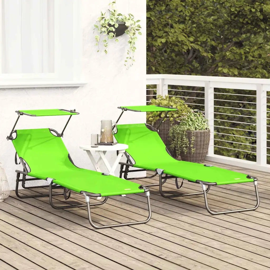 Lettino Prendisole | Sdraio da giardino | Lettino da sole pieghevole 2 pz Verde 190 x 57 x 81 cm
