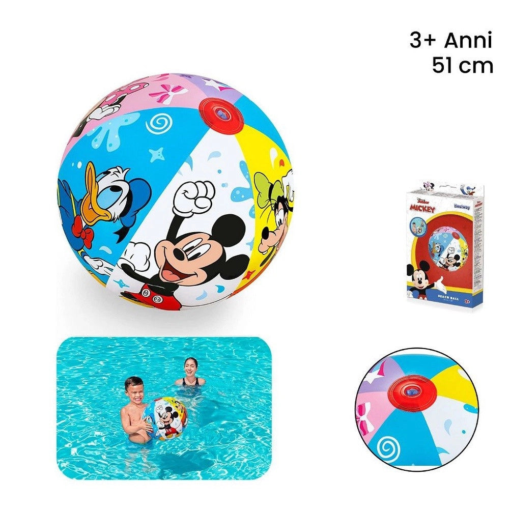 Trade Shop - Pallone Gonfiabile Mickey Mouse Topolino 51 Cm Palla Bambini Mare Piscina 91098 -