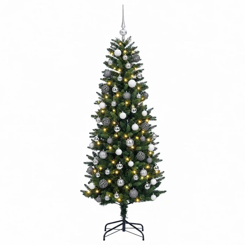 Albero di Natale artificiale con rami snodati e palline 240 cm 3467298