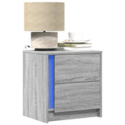 vidaXL Comodini con Luci LED 2pz Grigio Sonoma in Legno Multistrato