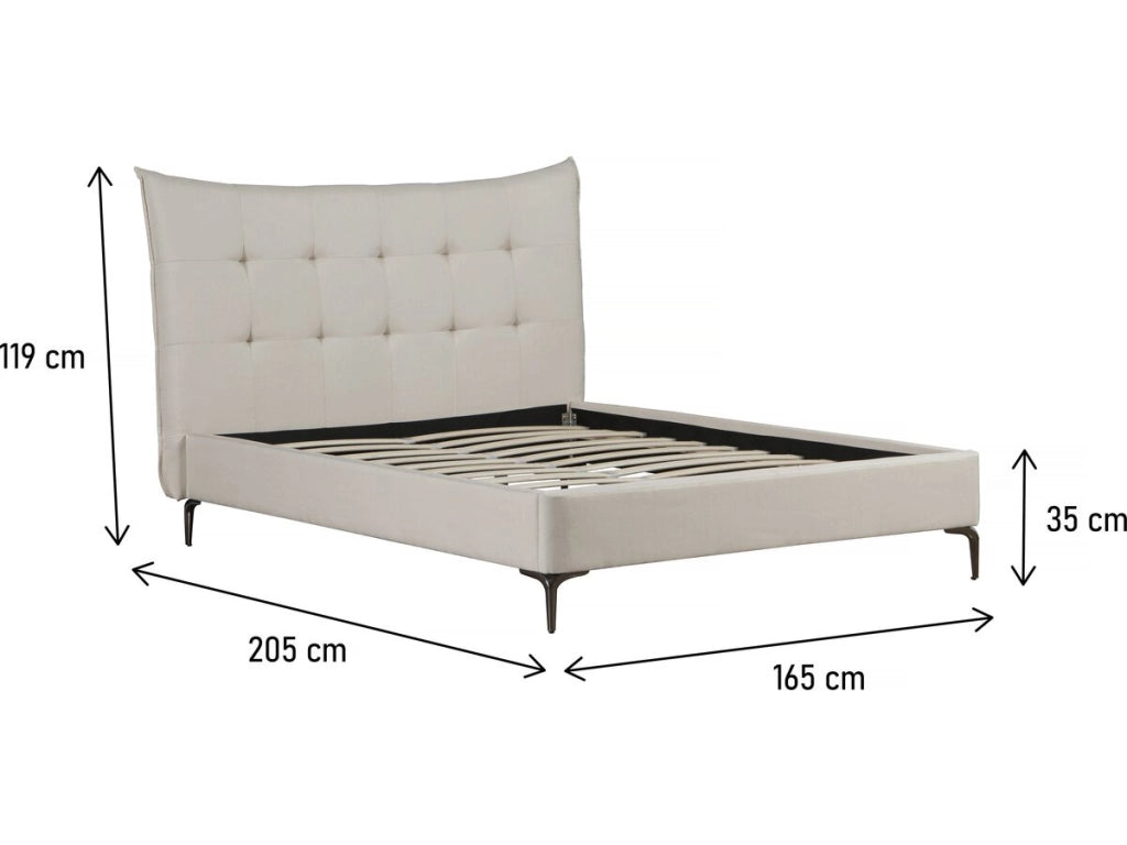 Letto matrimoniale in tessuto imbottito "Aspen" da 140 x 190 cm - Beige