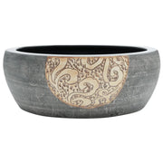 Lavabo da Appoggio Nero e Marrone Rotondo ¦µ41x14 cm Ceramica CFW4024170