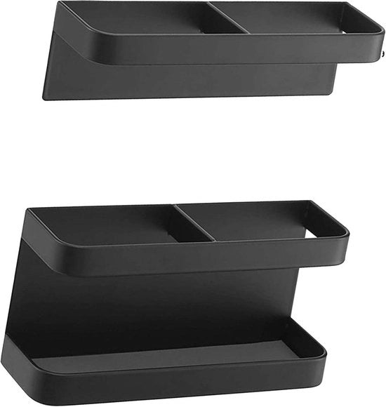 Paraplustandaard magnetica regolabile per fissaggio alla parete - piatto in acciaio inossidabile decorativo - senza forature per hotel (nero)