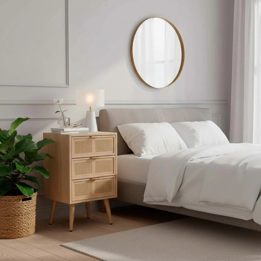 Comodino in MDF e griglia, marrone, 42x36,5x71 cm