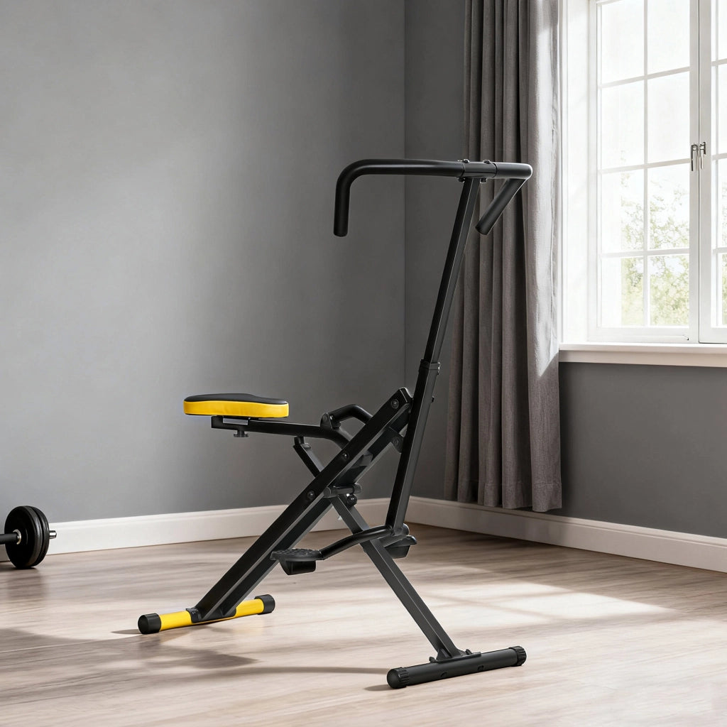 Macchina Total Crunch Pieghevole 57x105x115 cm con Seduta Regolabile in Metallo e Plastica Giallo