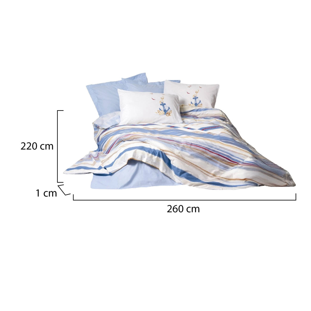 Austintown, Copripiumino Matrimoniale Federa Inclusa, 260x220 cm blu