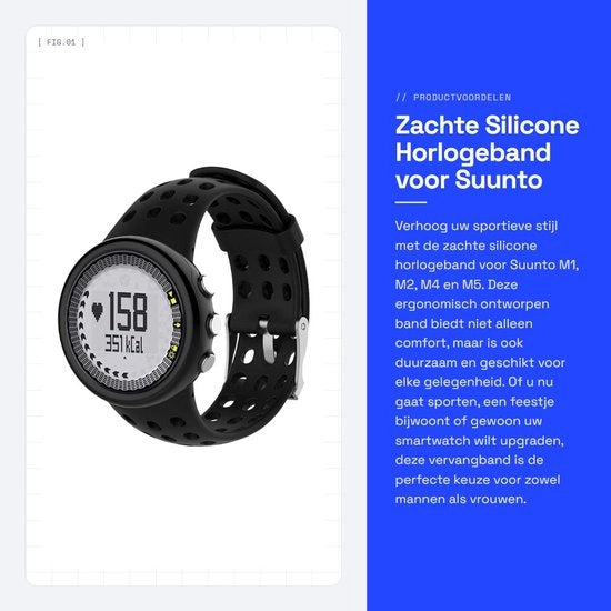 Cinturino Silicone Soft per Suunto M1 M2 M4 M5 - Cinturino di Ricambio Unisex (Nero)