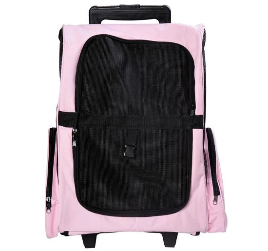TROLLEY ZAINO DI VIAGGIO PER ANIMALI DOMESTICI MULTIUSO 2 IN 1 36X30X49 CM ROSA