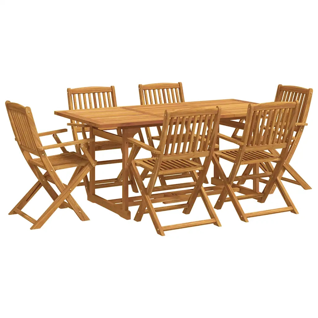 Set da Pranzo da Giardino 7pz 180x90x75cm Legno Massello Acacia