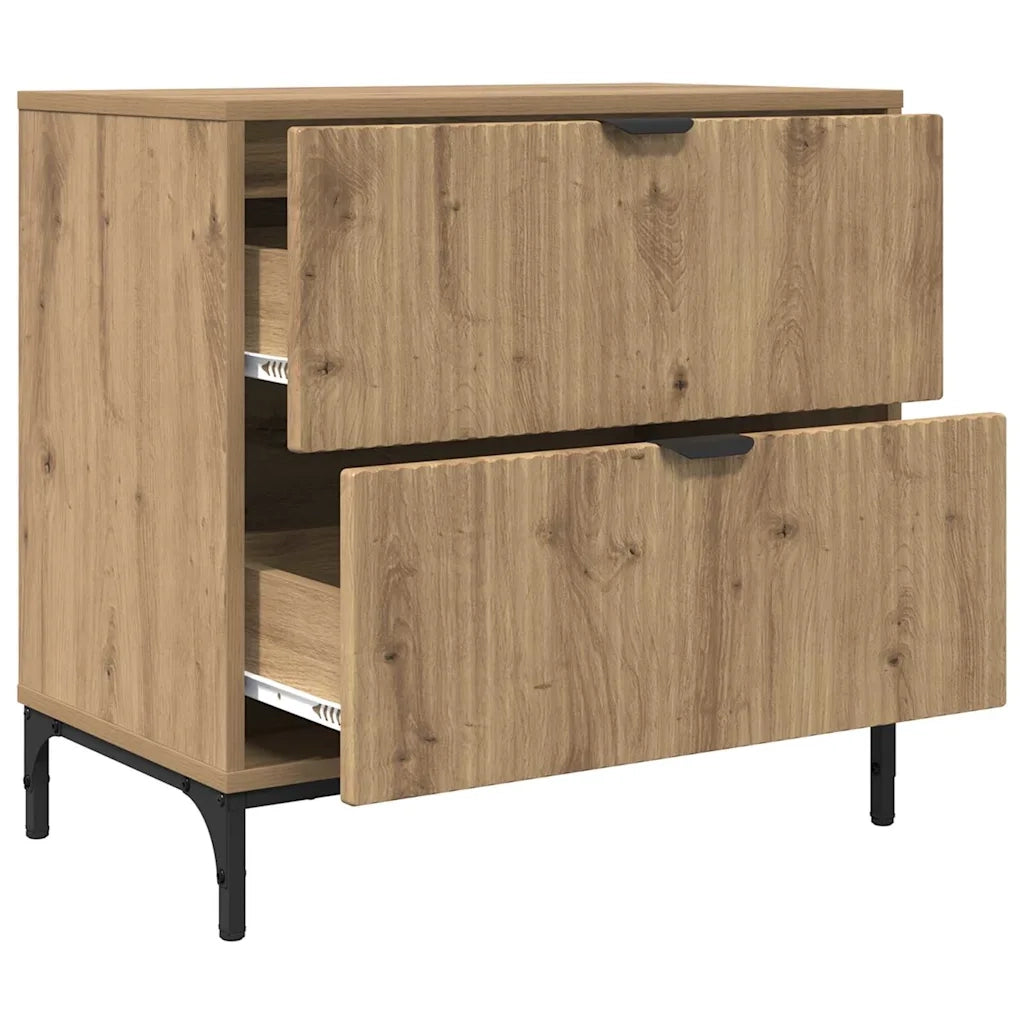 Comodino-Tavolino da notte rovere artigianale 63.5 x 36 x 61 cm Legno multistrato