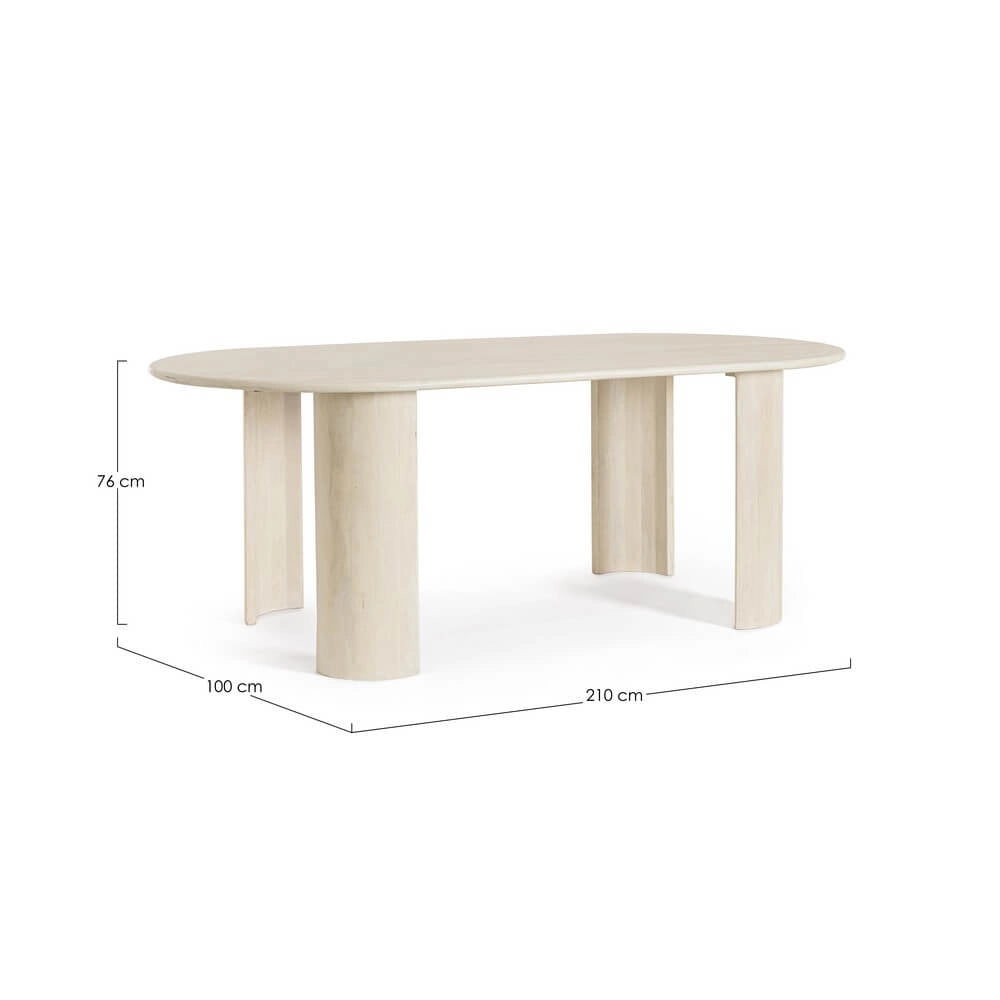 Tavolo da pranzo ovale in legno di mango naturale 210x100 - BRANCH