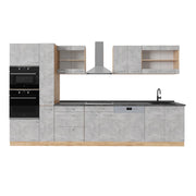 Vicco Cucina completa  Calcestruzzo/quercia dorata 350 cm , PL Antracite