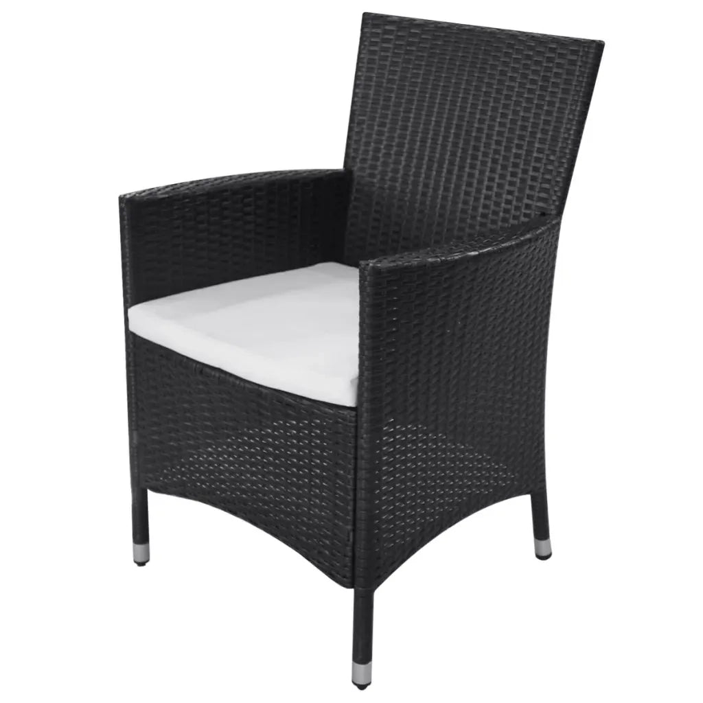 Set da Pranzo da Giardino 11 pz con Cuscini in Polyrattan Nero 42570