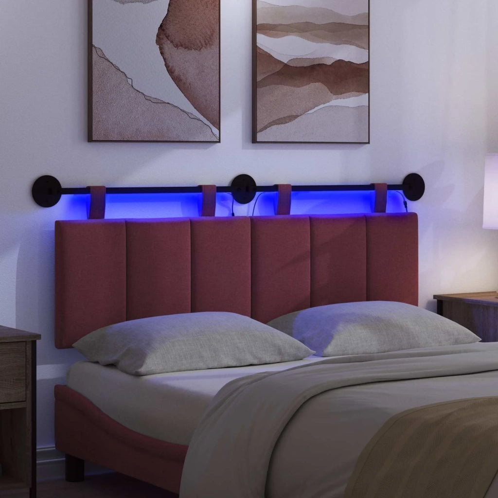 Testiera | Testata sospesa Con luce LED Rosso Vino Tessuto