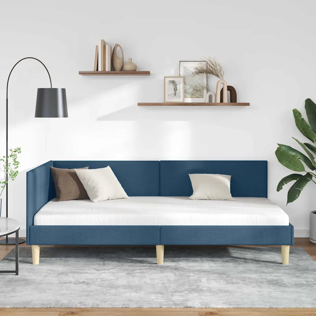 Cornice del letto ad angolo con testiera Blu 90 cm x 190 cm