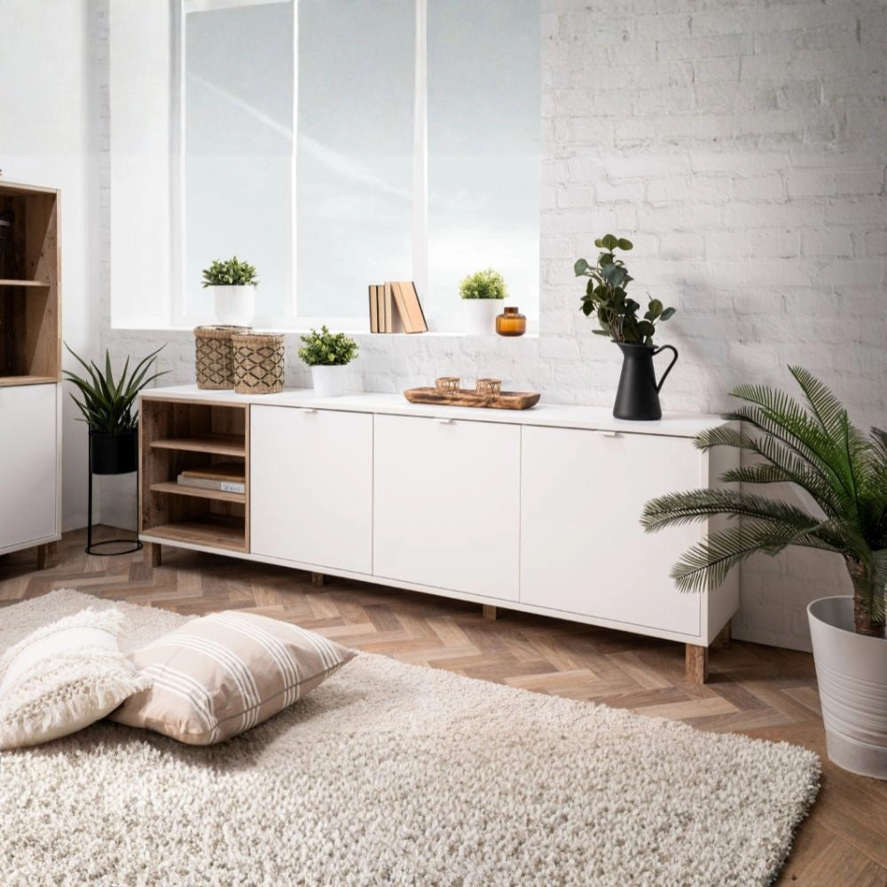 Madia 3 ante 200x35x64,5 Menorca57A colore bianco rovere