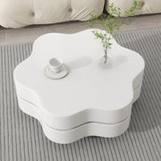 Tavolino da caffè 74.8x67.5x31 cm girevole a 360° in MDF bianco crema