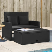 Divano da Giardino con Cuscini a 2 Posti-Sofa da Giardino-Divano da esterno Nero in Polyrattan 702533