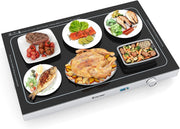 COSTWAY Vassoio Riscaldante Elettrico, con Temperatura Regolabile, Scaldavivande in Vetro Temperato con Termostato per Buffet, Feste ed Eventi, 50 x 29 cm