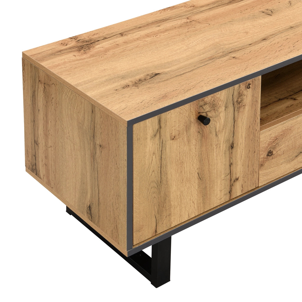 Mobile TV 190x40x50 cm; LED controllabili da app e ampio spazio; truciolare; colore naturale