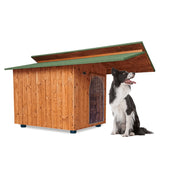 CUCCIA IN LEGNO PER CANI DA ESTERNO MODELLO ALPI CON PENSILINA C-SETTER CON "TENDINA OMAGGIO" L.70 x P.130 x H.80
