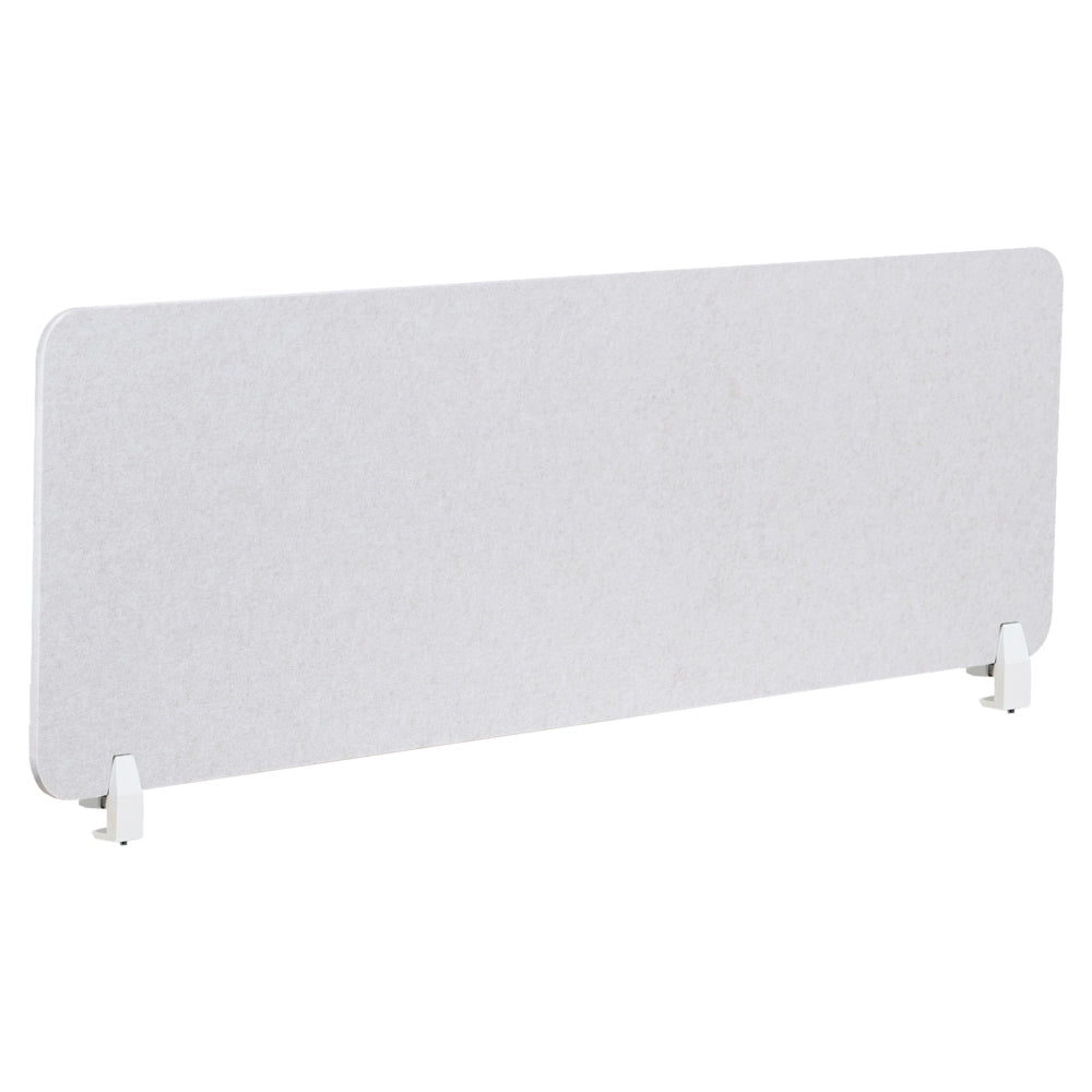 Pannello Divisorio da Scrivania Bianco Sporco in PET con Rivestimento in Tessuto 160 x 50 cm Schermo Acustico per Ufficio e Home Office