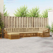 Set divani 7 pcs Naturale e Beige Legno di Acacia Massello 3373838