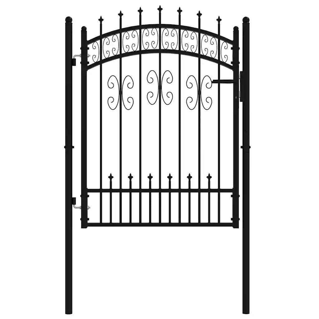 Recinzione Cancello con Punta a Lancia Nera 103x175cm Acciaio cod mxl 47251