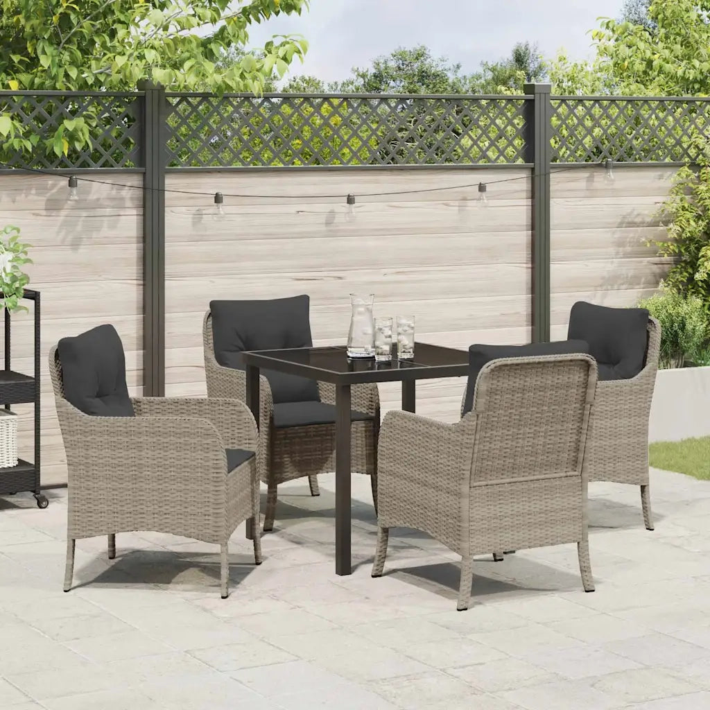 Set da Pranzo per Giardino 5 pcs Grigio chiaro polyrattan 3380184