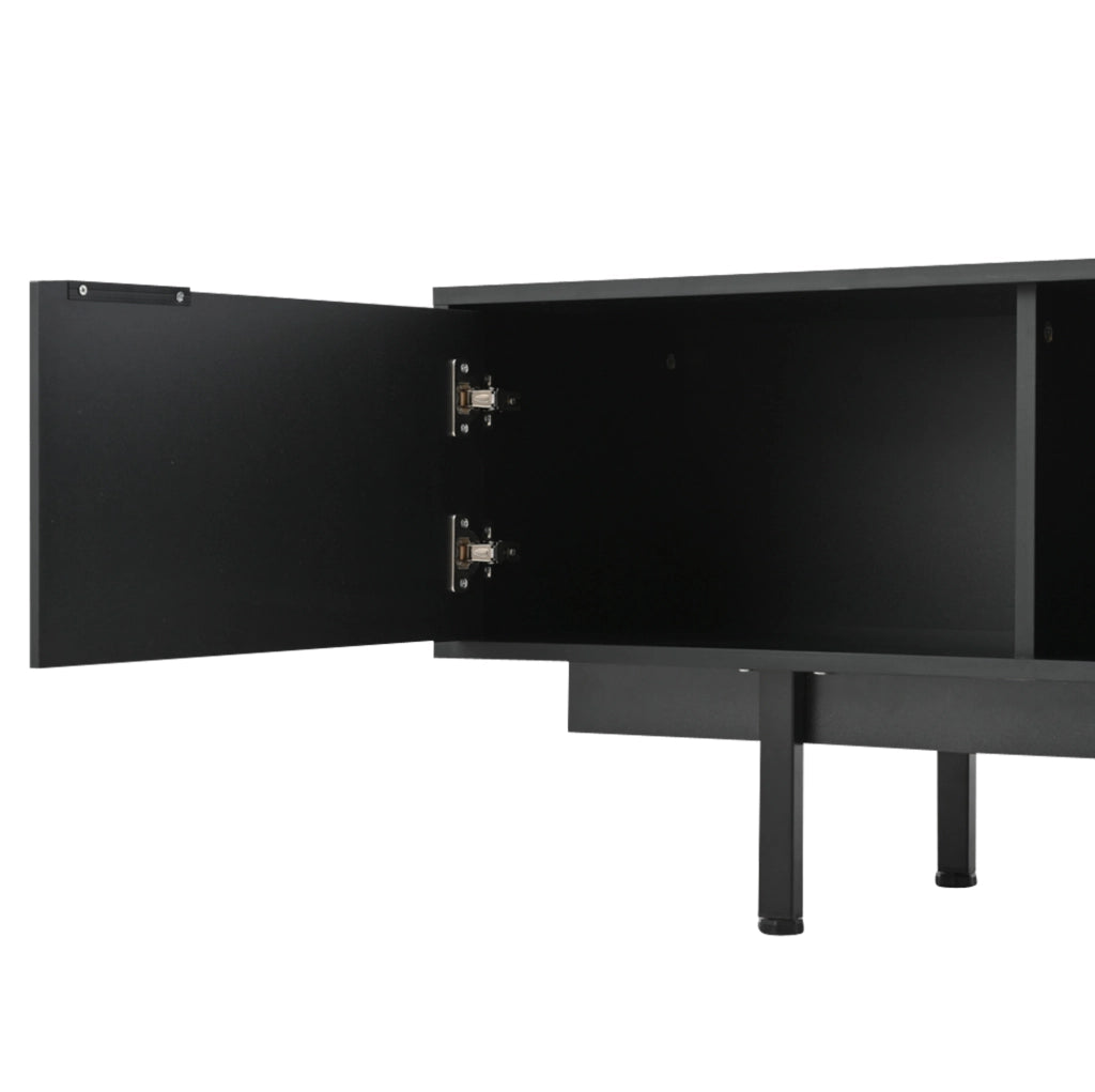 Mobile TV nero 200 cm con 2 ante, 2 cassetti e vetro