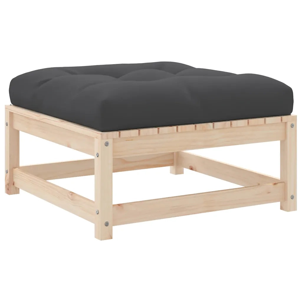 Sedia da giardino-Poggiapiedi da Giardino con Cuscini 2 pz Legno Massello di Pino 708307