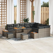 Set di Divani da Giardino  da 12 Pezzi con Cuscini Grigi in Polyrattan