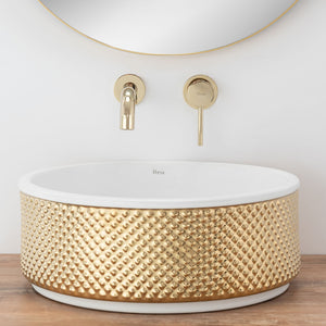 Lavabo Da Appoggio Rea Helen Gold White