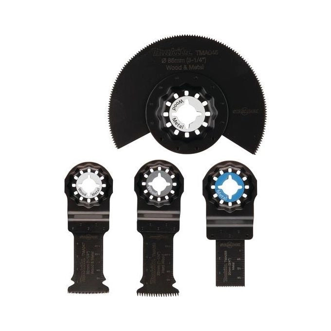 Makita B-67480 Set di Lame per Multitool Starlock 4 Pezzi Bimetalliche per Legno Metallo Cartongesso Laminato Resina Epossidica colore Nero