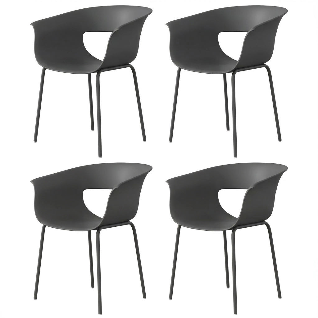 Sedie da giardino ergonomiche 4 pezzi con braccioli ¨C zephmum ¨C design intagliato resistente alle intemperie grigio scuro