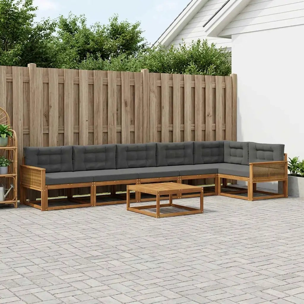 Set di divani da esterno con cuscino 7 pcs Naturale e Antracite 3382630