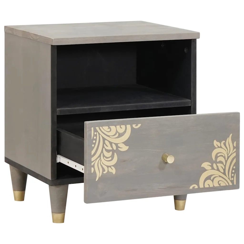 vidaXL Armadio da Notte Grigio 40 x 33 x 46 cm legno massello di mango