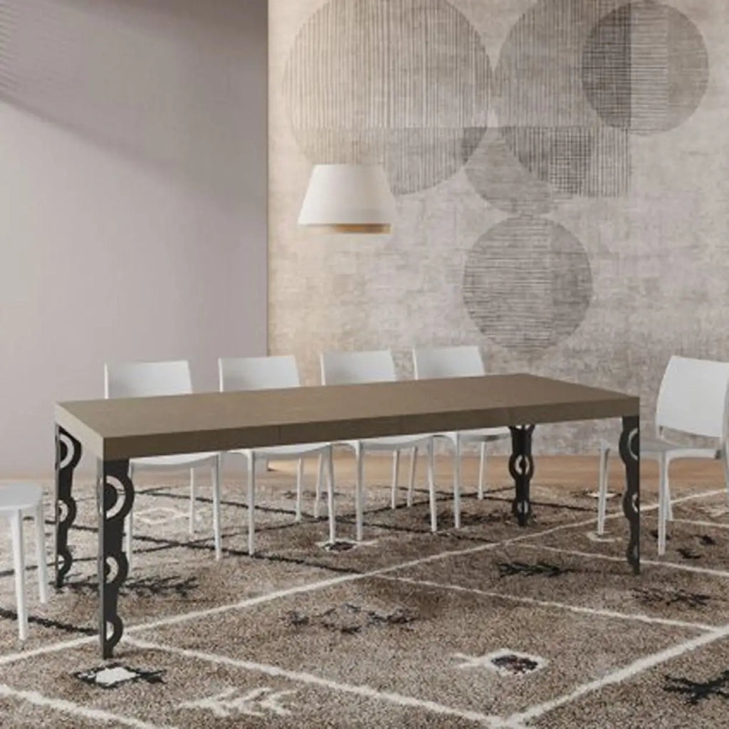 Tavolo allungabile 120/380x90 cm Karamay Premium tortora gambe antracite