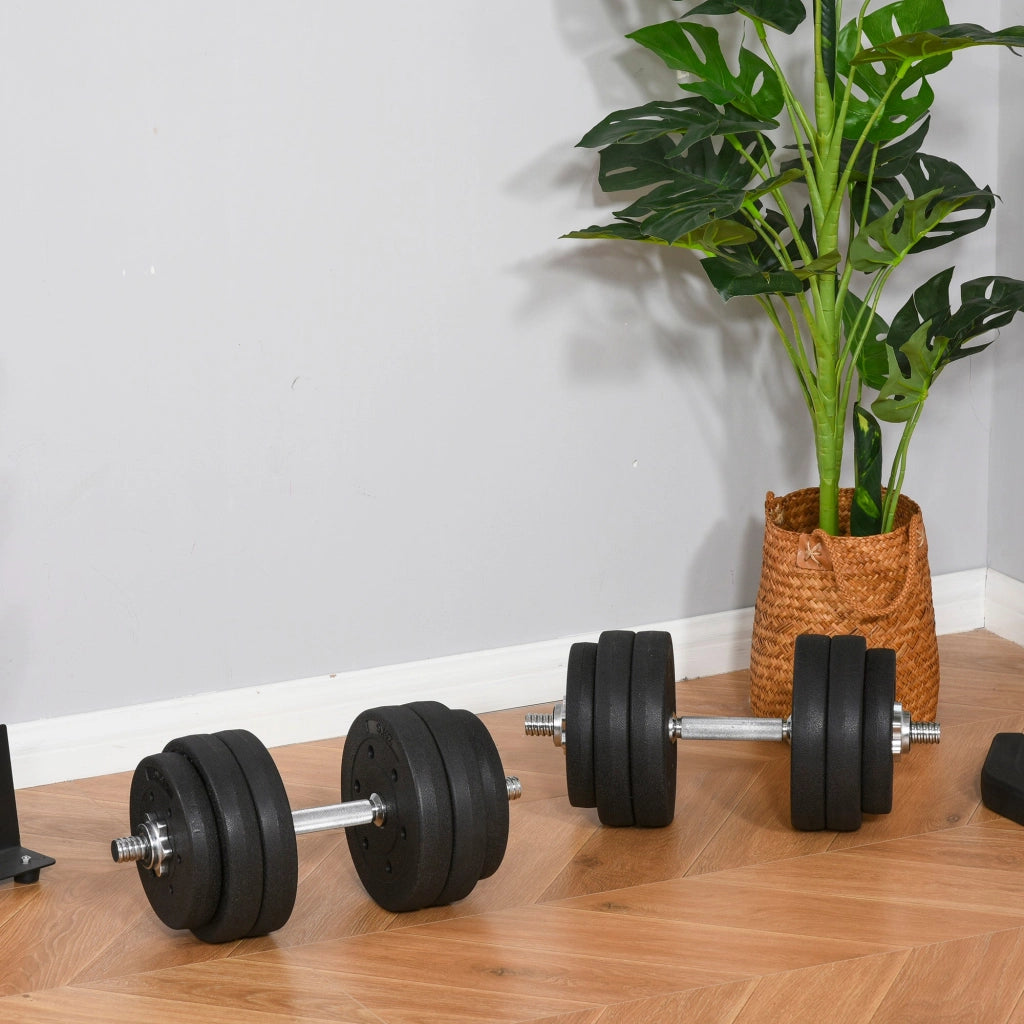 Set 2 Manubri 12 Dischi 20Kg in Acciaio e Plastica Nero