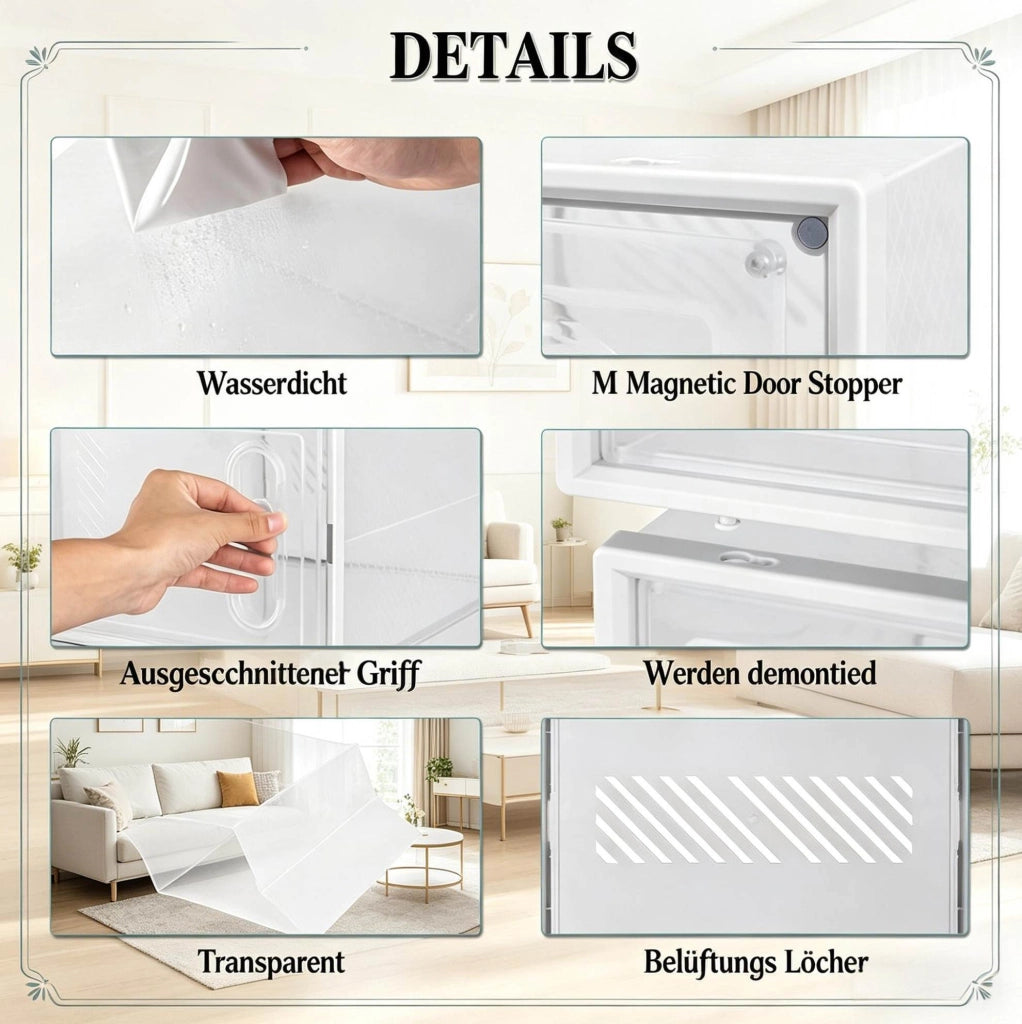 Set di 8 Scatole Impilabili per Scarpe in Plastica Trasparente 25x18,5x35,5 cm