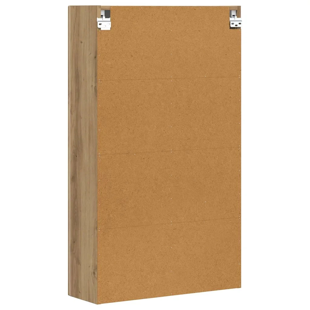 Mobiletto a parete moderno con ripiani 59 x 20 x 100 cm per riporre oggetti in modo pratico realizzato in legno di rovere ingegnerizzato finitura artigianale 02_0054799