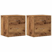 Set di 2 Comodini | Armadio da Notte | Mobiletto da notte Legno Antico 40x30x40 cm in Legno Multistrato