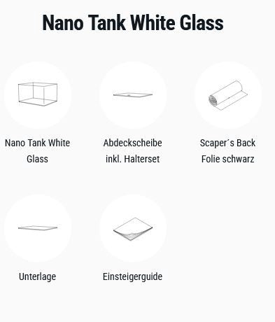 Dennerle Nano Tank White Glass 55L - acquario con vetro panoramico extrachiaro cm45x36x34h