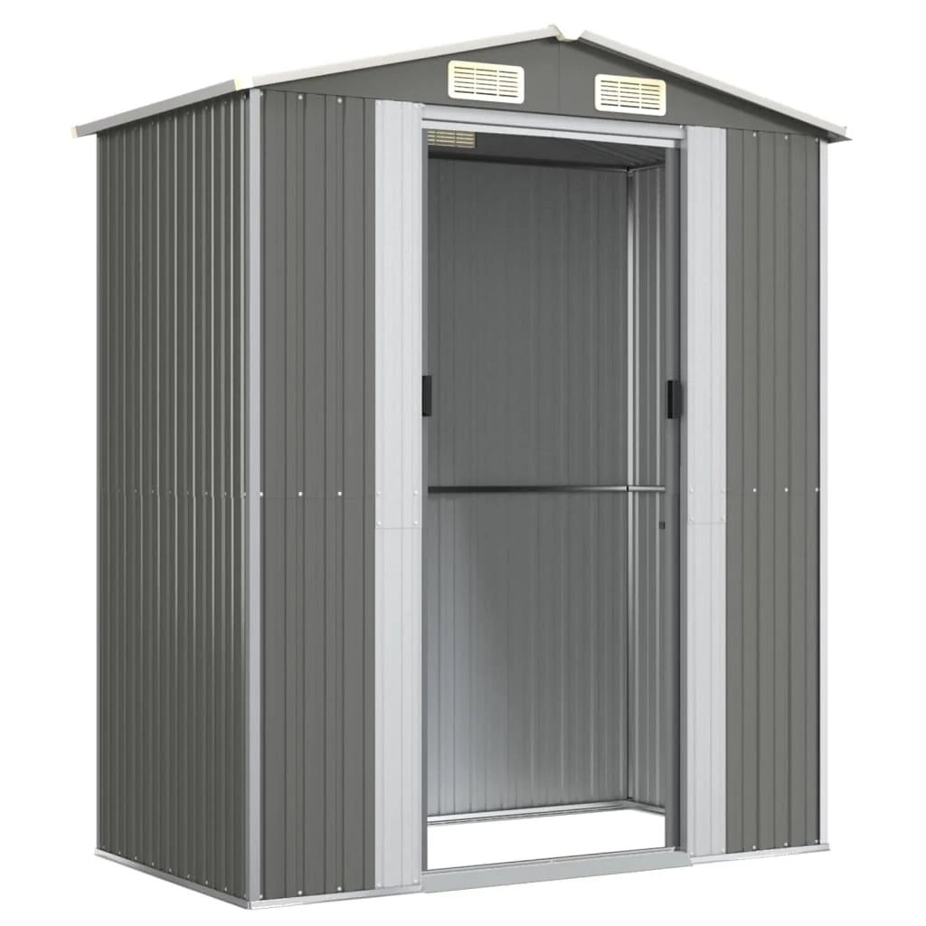Casetta da giardino cabina ripostiglio capanno da esterno capanno per attrezzi robusta colore chiaro 192 x 108 x 223 cm acciaio zincato grigio 02_0022253